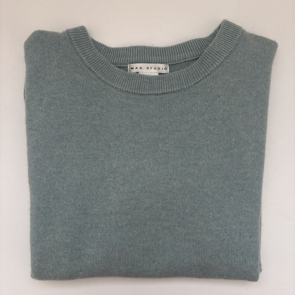 Women's Max Studio 100% Cashmere Sweater Light Blue Sz Medium